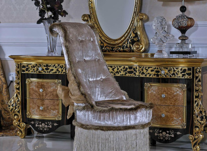 1x Chair Throne Armchair Set E61 Dining room Designer Wood Antique Style Baroque Rococo